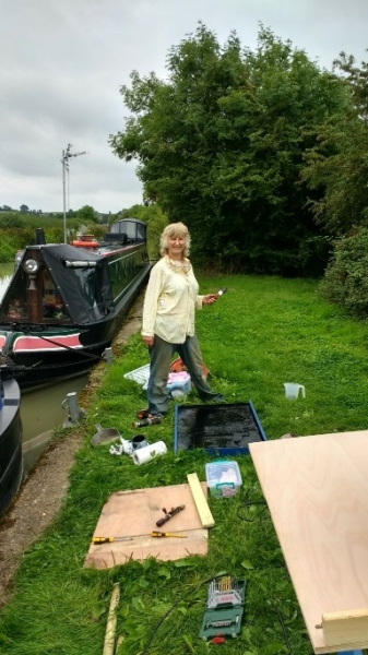 Jo working on the hatch
