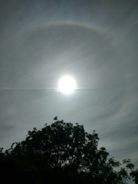 Rain bow round the sun.