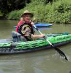 Jo in inflatable kayak